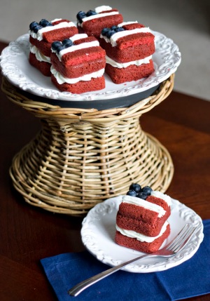 Red Velvet Mini Flag Cakes